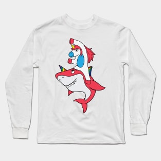 Unicorn Riding Shark Long Sleeve T-Shirt